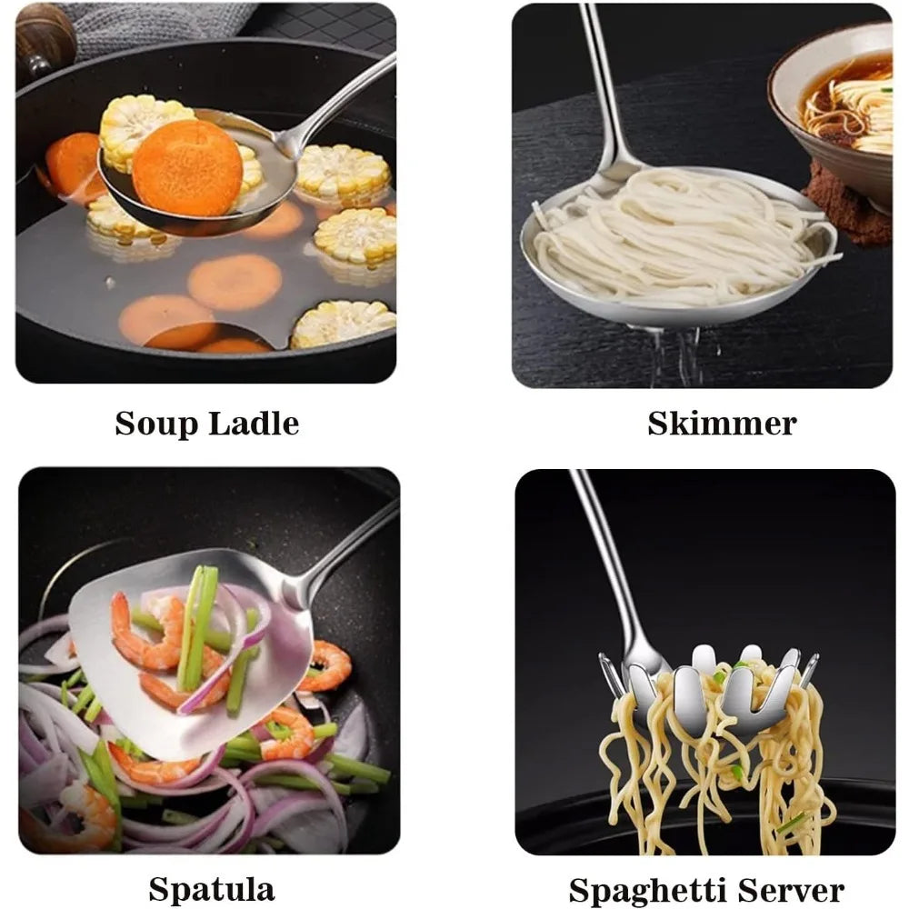 304 Stainless Steel Kitchen Utensils, 9 PCS Metal Cooking Utensils Set