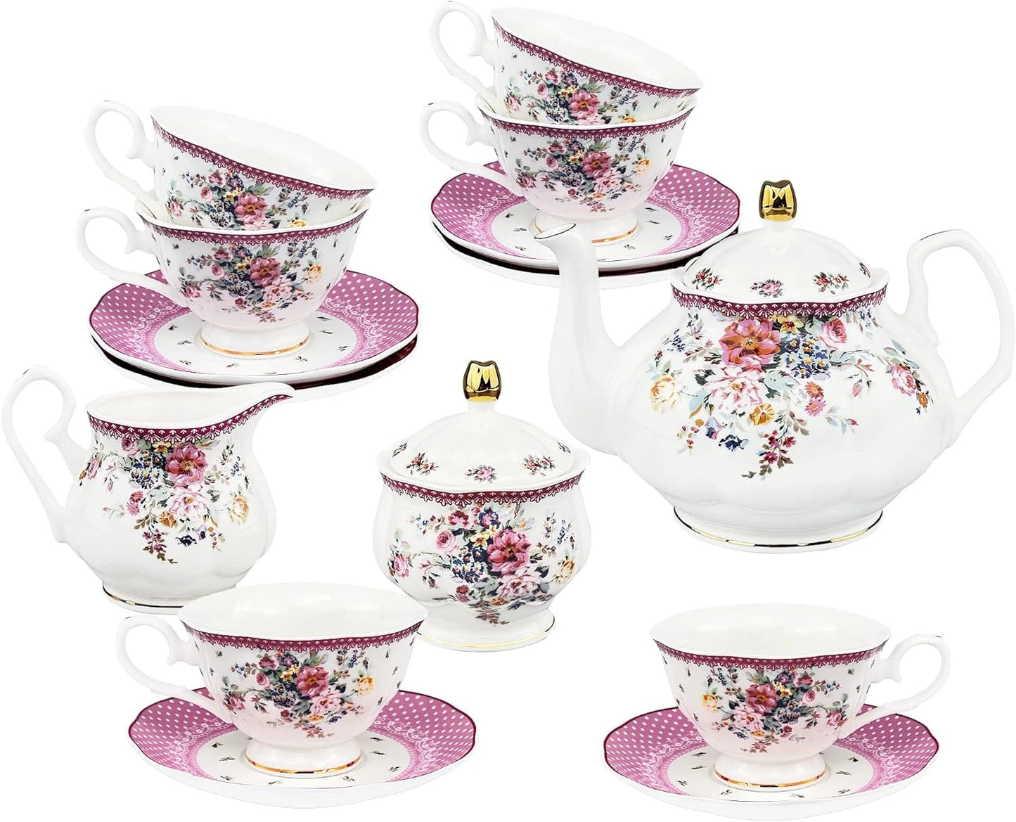 21-piece European Porcelain Tea Set Cup and Plate Service for 6