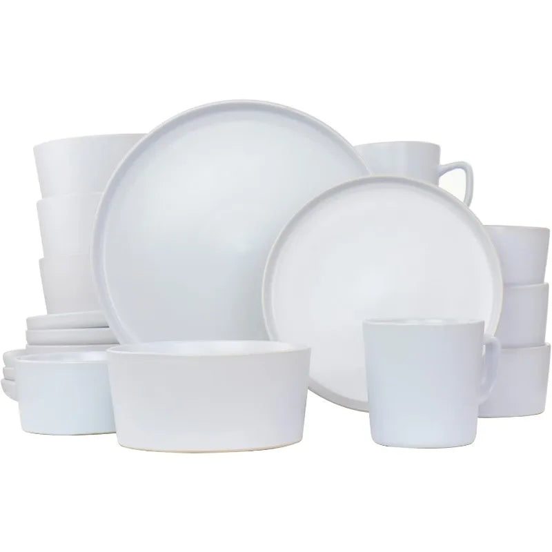 Luxmatte Dinnerware Set, 20 Piece, White, Dark Gray, Light Grey, Black