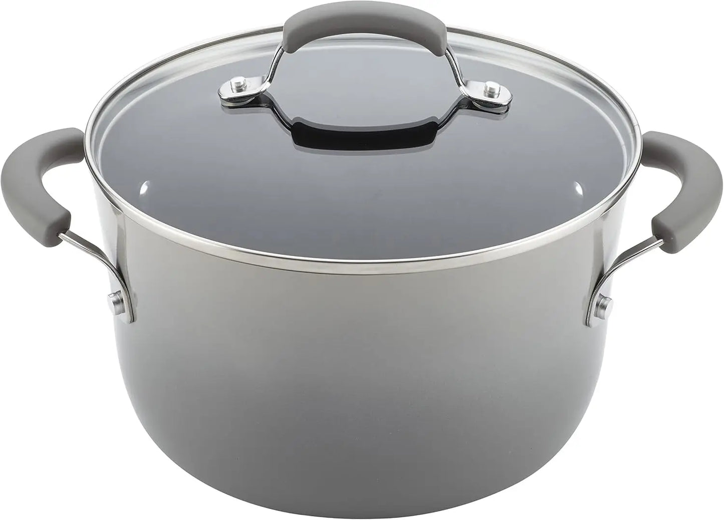 Brights 14 Piece, Nonstick Cookware Pots and Pans Set, Sea Salt Gray