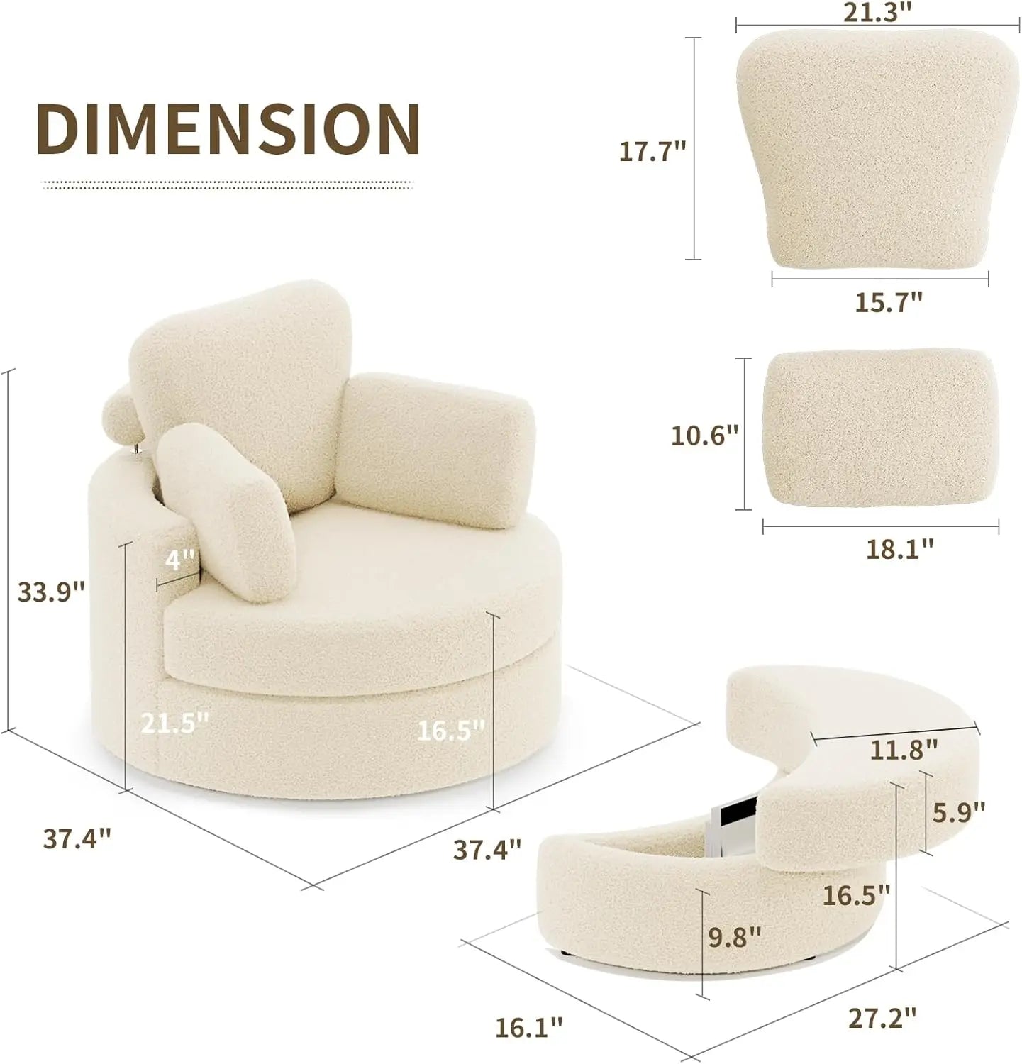 Swivel Round Lounge Chair with Ottoman