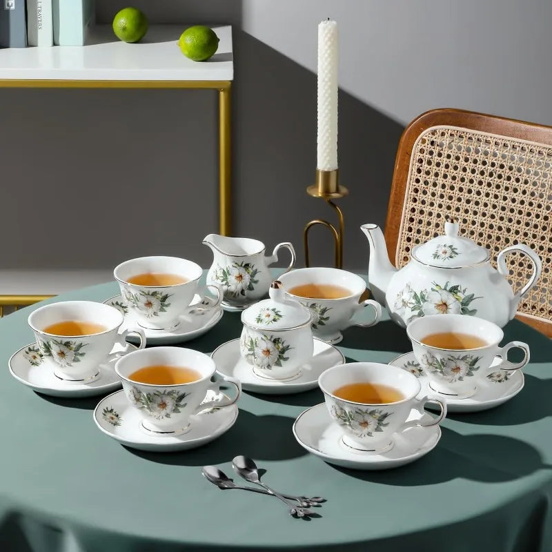 22-Piece Porcelain Ceramic Coffee/ Tea Gift Sets, Service for 6