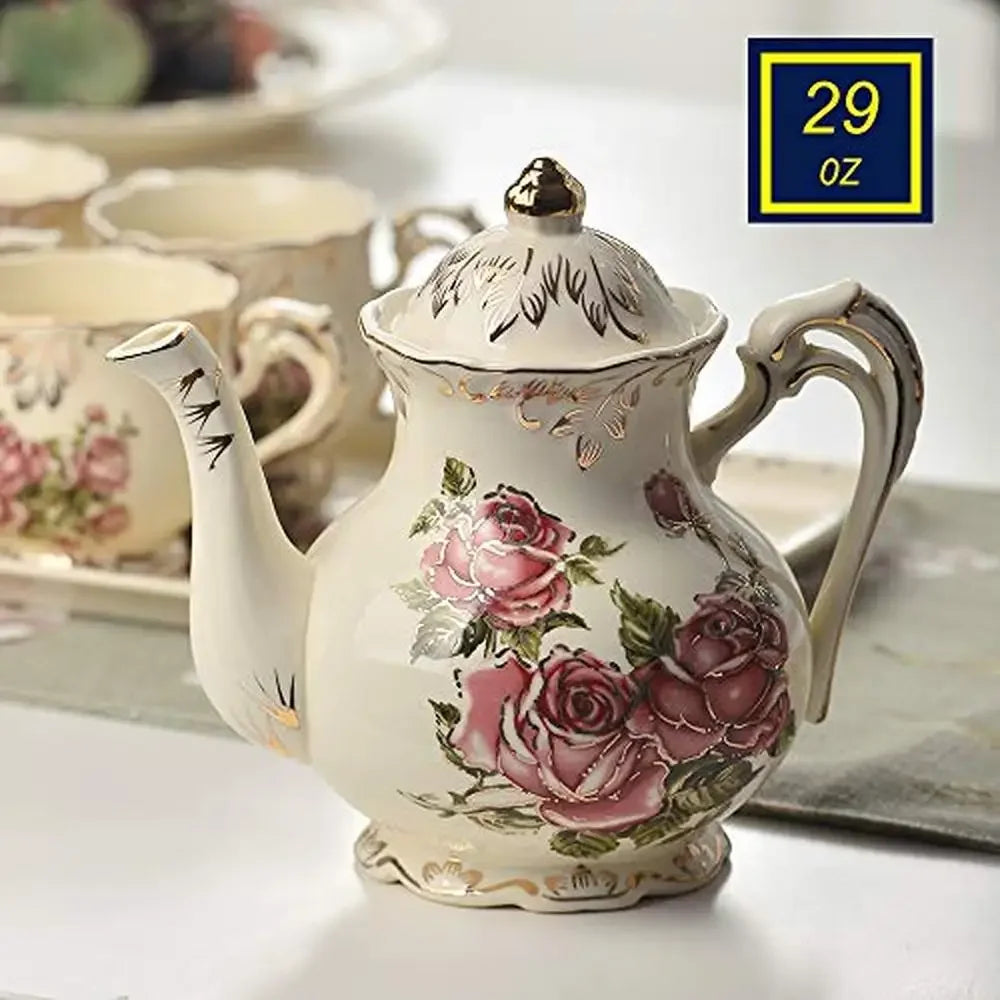 Vintage European Rose Porcelain Tea Set