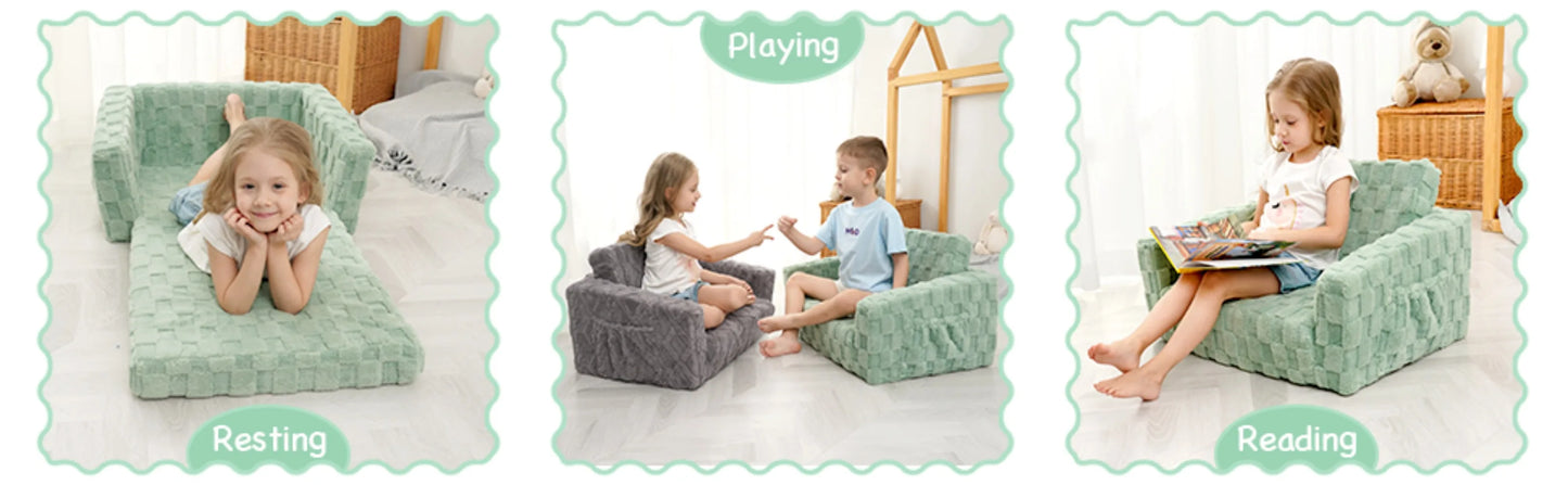 2-in-1 Flannel Fold Out Kid's Couch