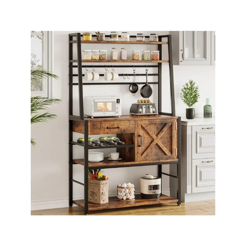 Kitchen Baker's Rack and Coffee Bar Cabinet