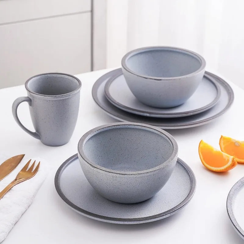 Tom Stoneware Reactive Glaze Dinnerware Set, 16/32 piece