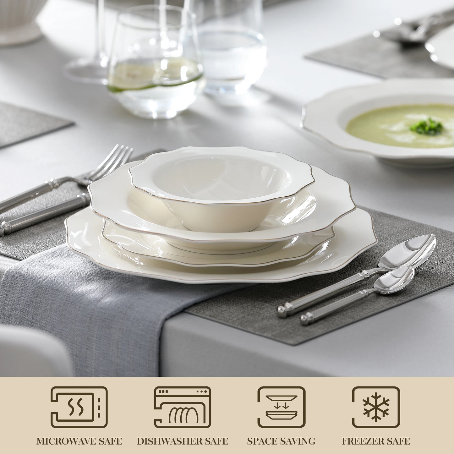 16/32-PIECE Nordic European White Porcelain Tableware Set