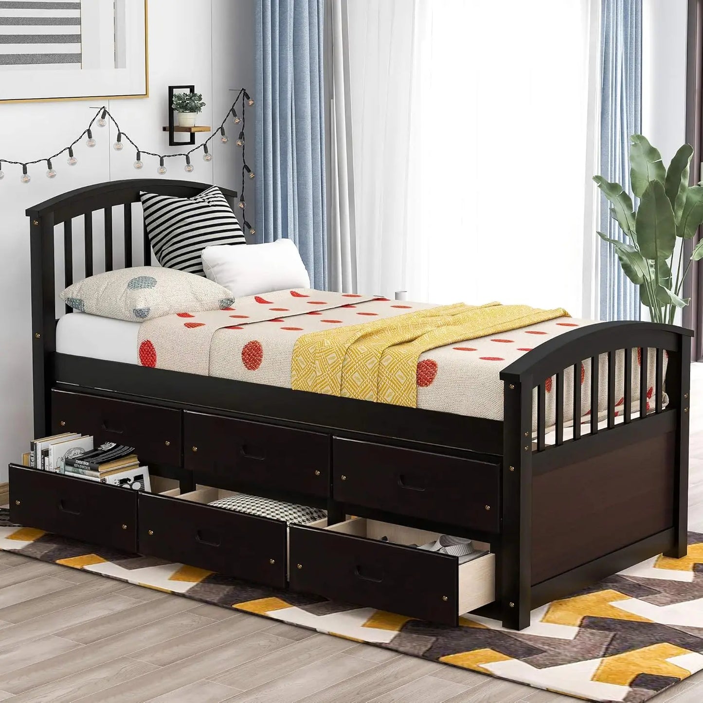 Twin Size Storage Daybed Bed Frame with 6 Drawers