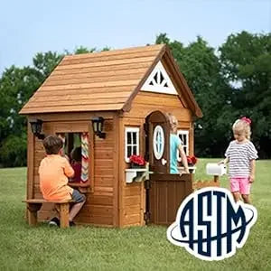 Kid's All Cedar Playhouse with Attached Picnic Bench