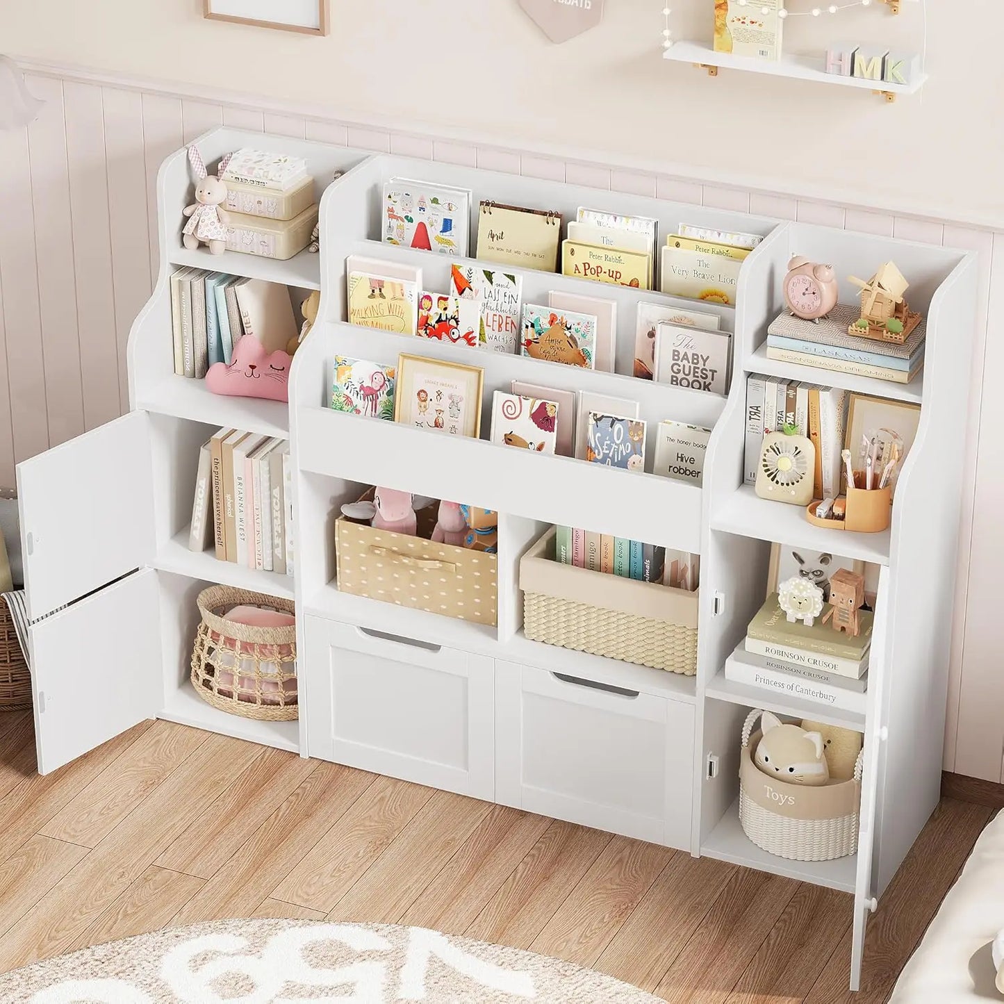 Large Toy Organizer and Storage with 8 Storage Cubbies and 2 Movable Drawers