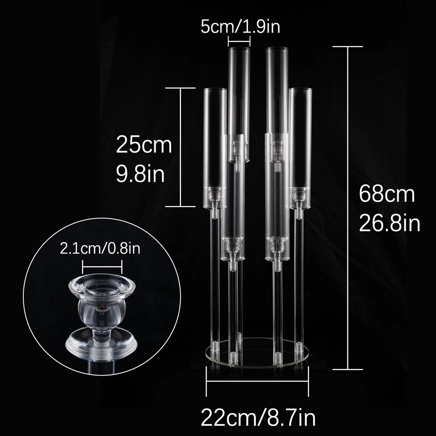 10pcs 6 Arm Clear Candelabras Candlestick Holder