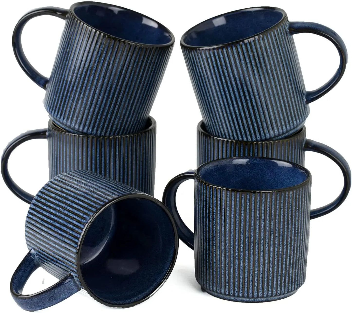 Coffee Mug Set for 6, 12 oz Catering Mugs with Handle