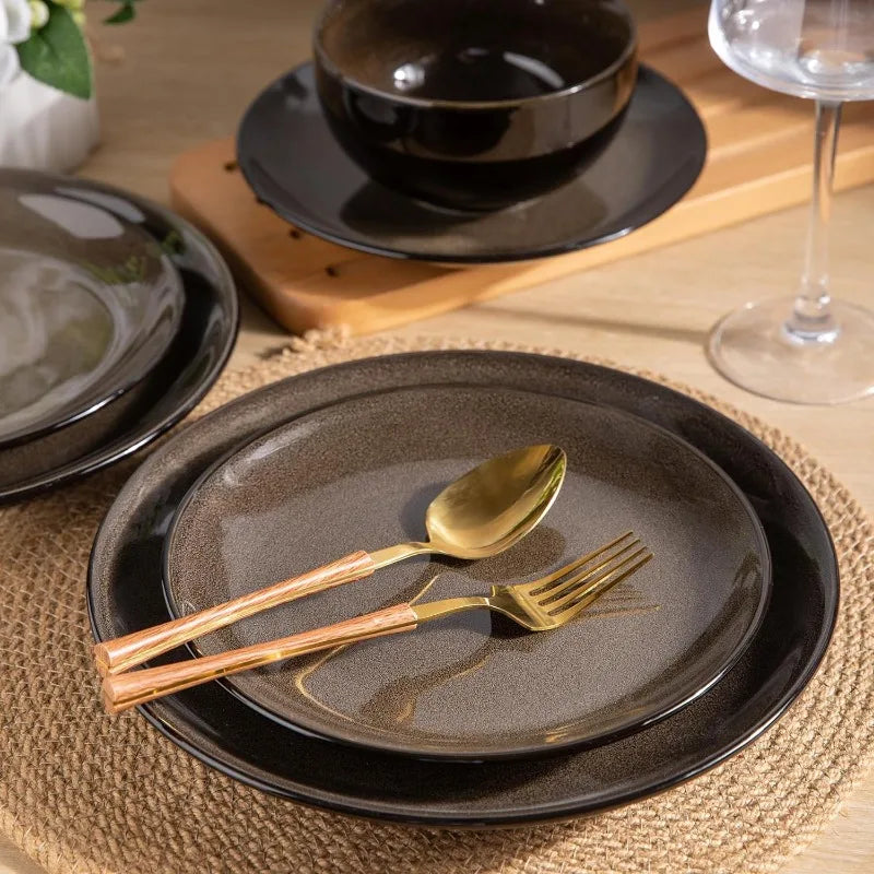 Ceramic Dinnerware Sets,Stoneware Coupe Plates and Bowls Sets,Highly Chip and Crack Resistant | Dishwasher & Microwave