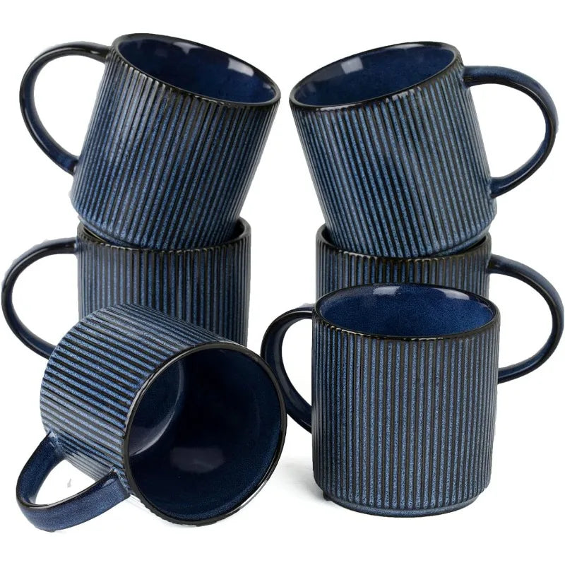 Coffee Mug Set for 6, 12 oz Catering Mugs with Handle