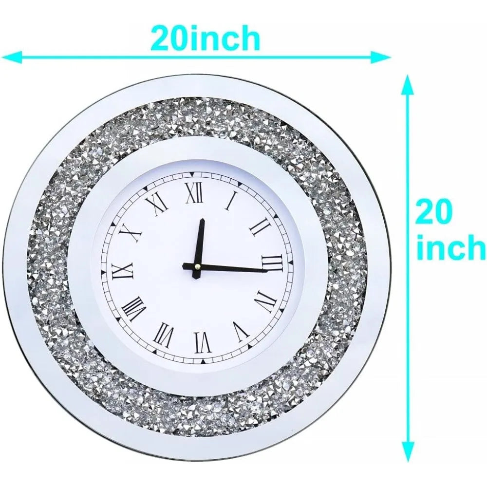 Large Crystal Sparkling Diamond Mirror Wall Clock