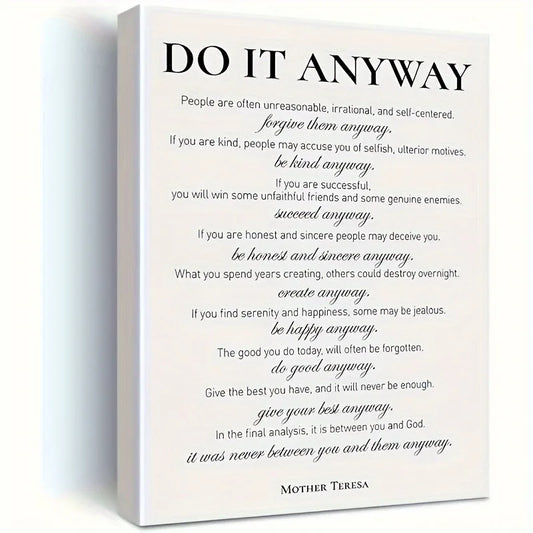 1pc Motivational Wood Frame Canvas - Size Optional