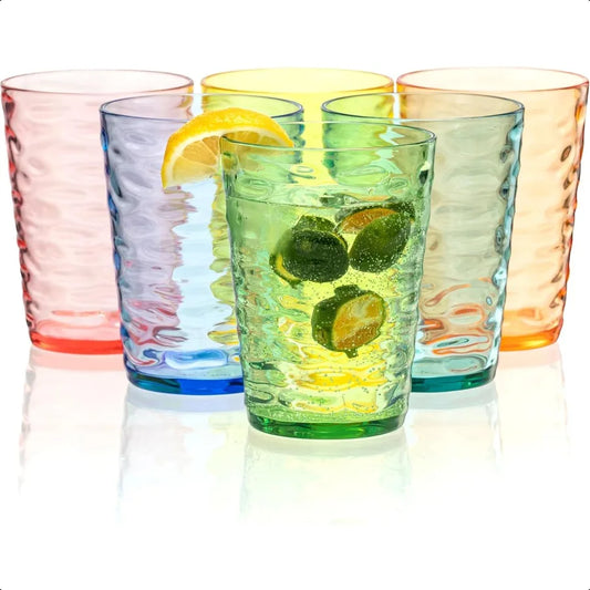 Set of 6, Multicolor 14 ounce Plastic Tumblers
