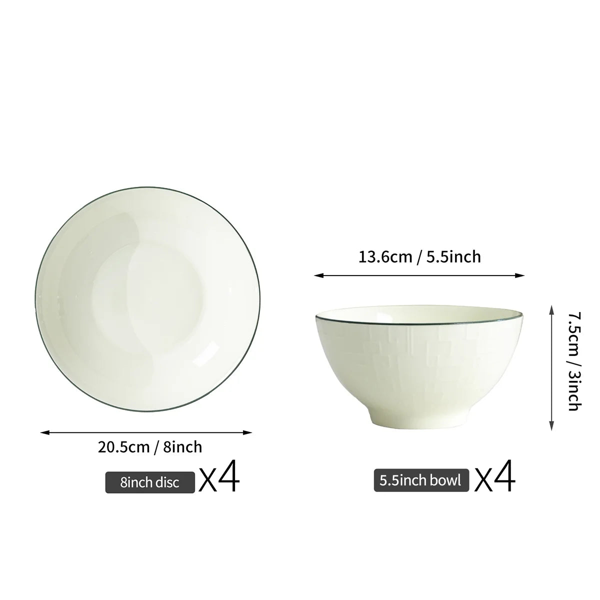 8-Piece Green Porcelain Dinnerware Set