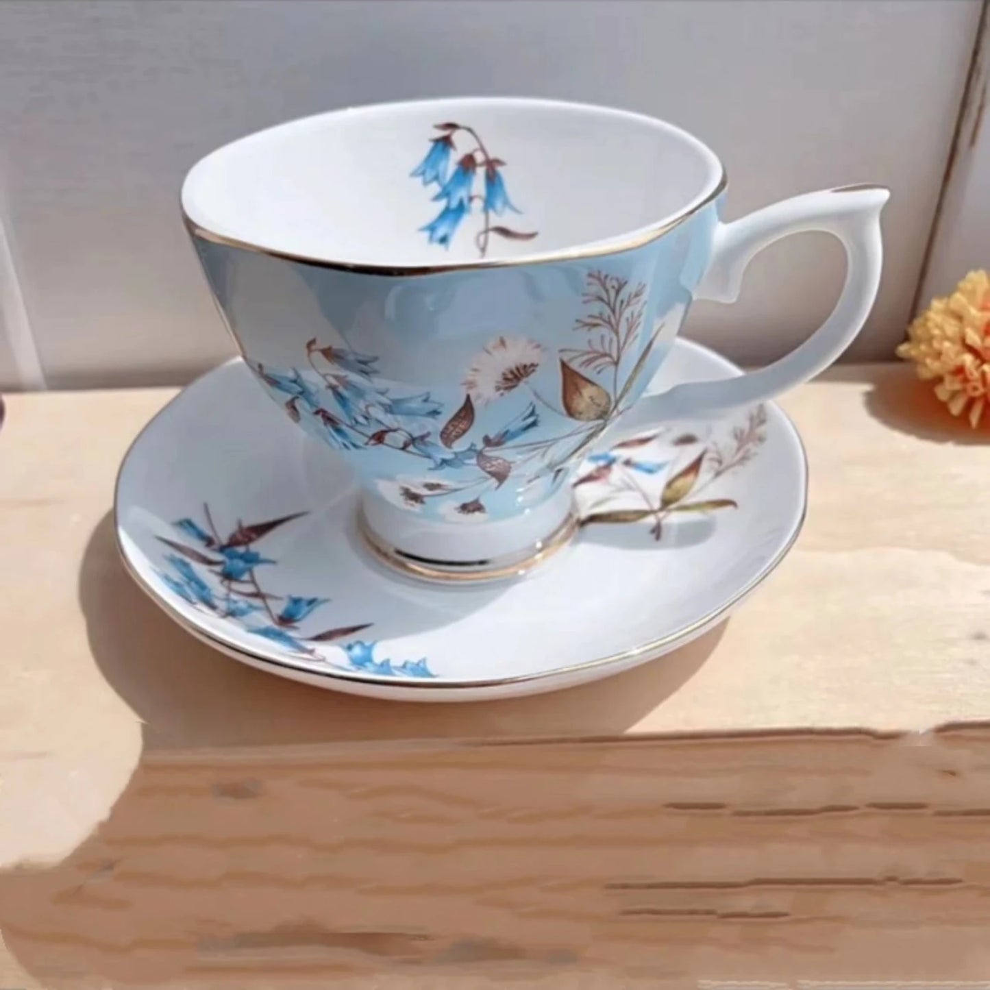 European Bone China Ceramic Flower Pattern Tea Cup Gift Set