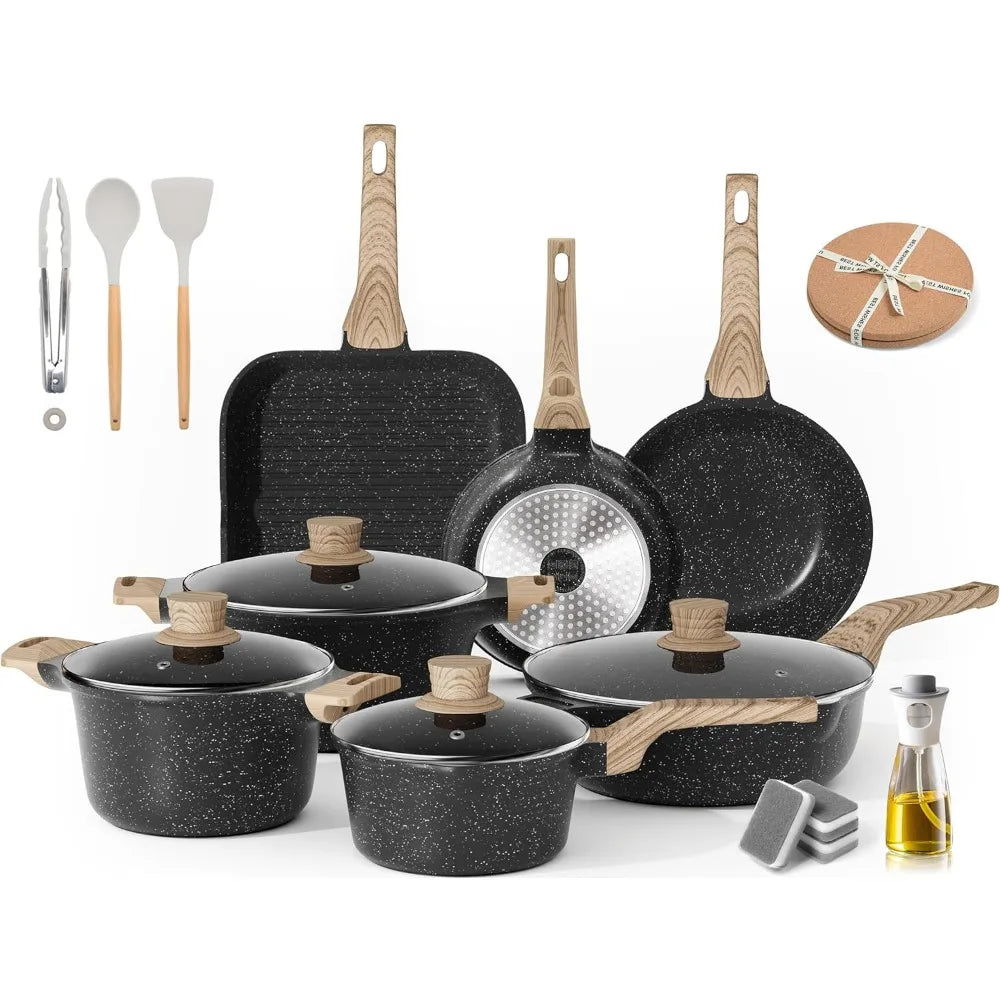 Ceramic Marble Stone Nonstick Cookware Set