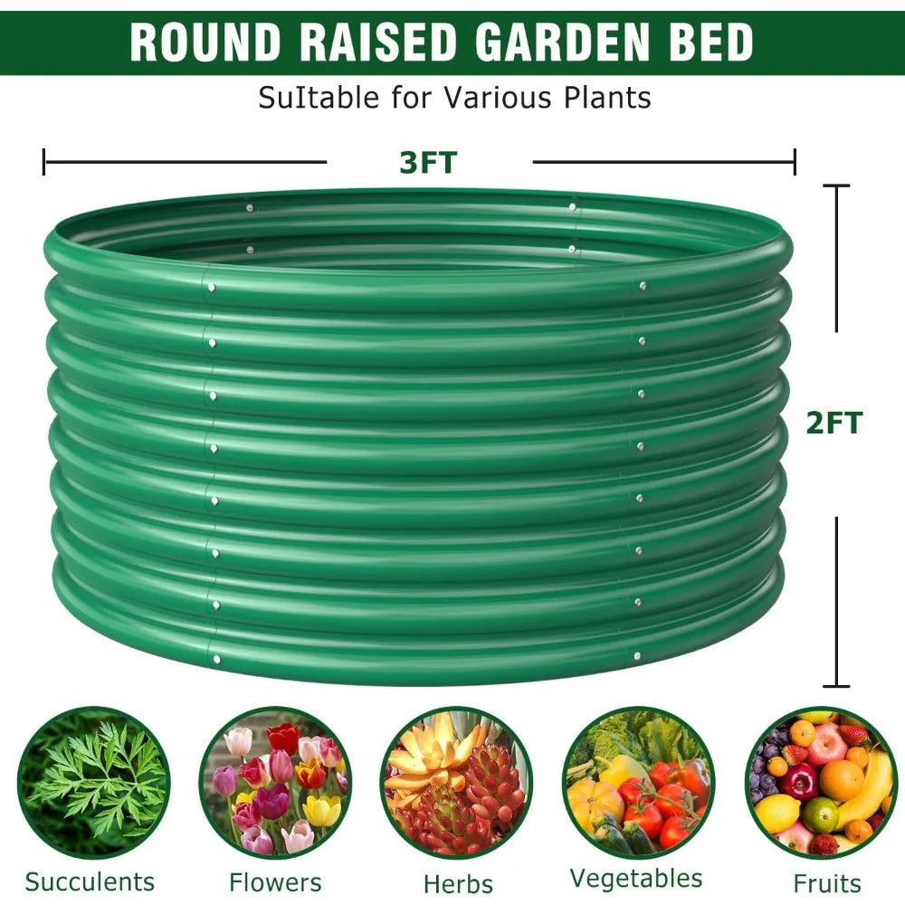 2-Pack 3FT(D) x2FT(H) Round Galvanized Raised Garden Bed