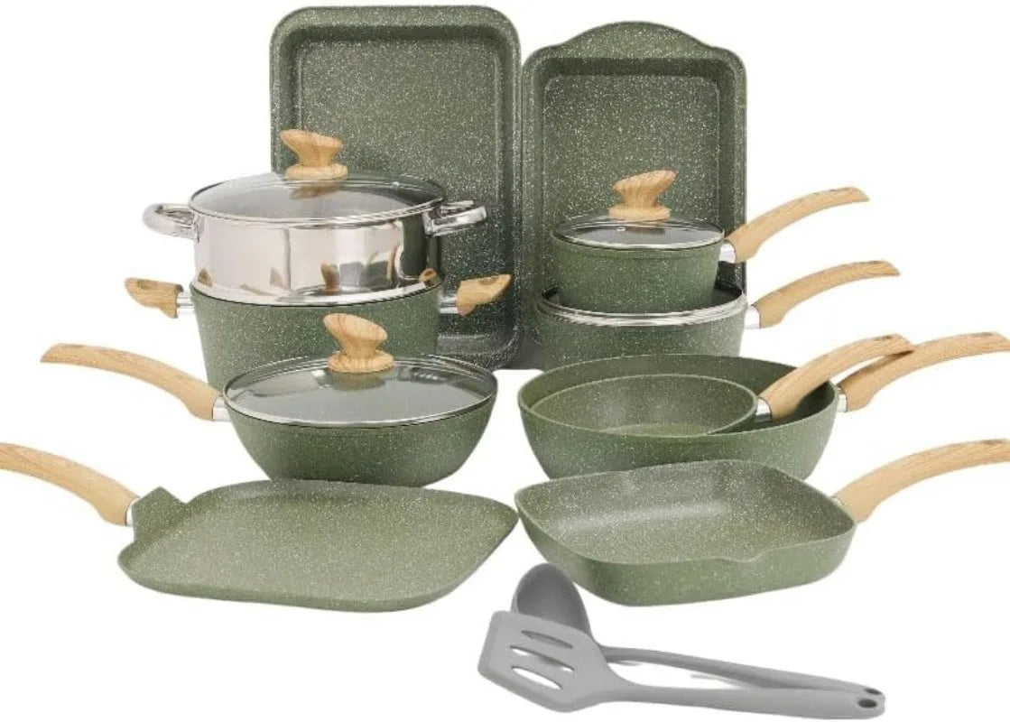 12/17-piece Granite Nonstick Cookware Sets