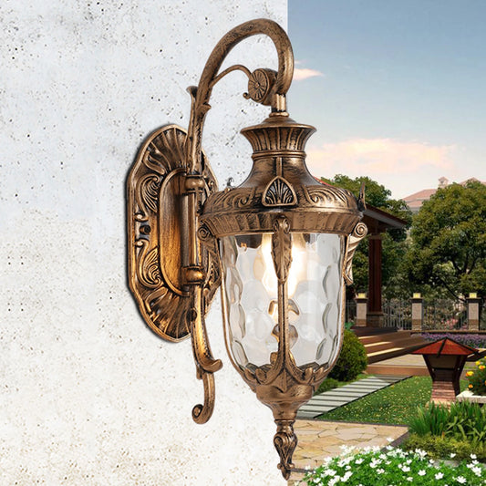 Bronze Exterior Wall Lantern Sconce Light Fixture with Glass Shade