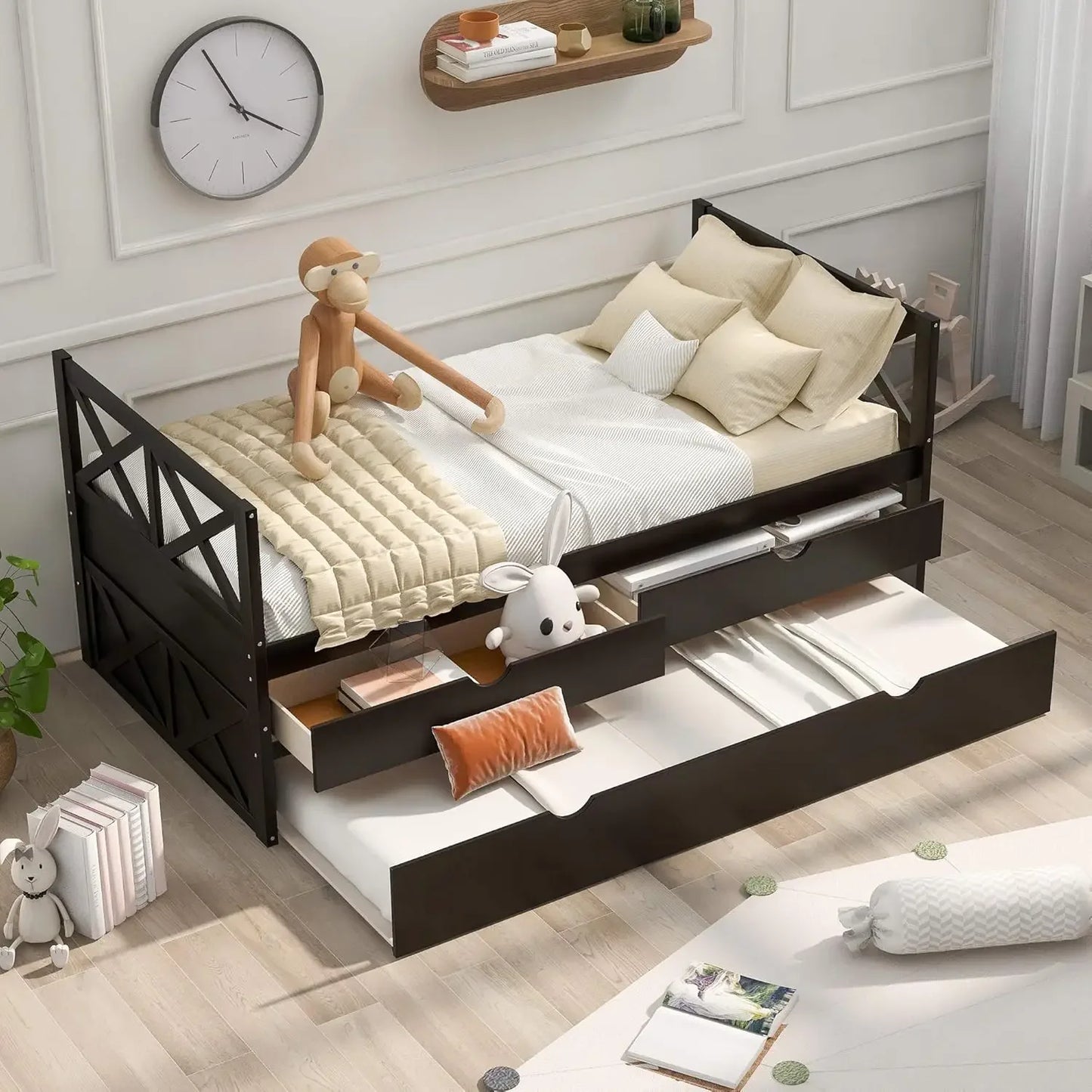 Twin Size Storage Daybed Bed Frame with 6 Drawers