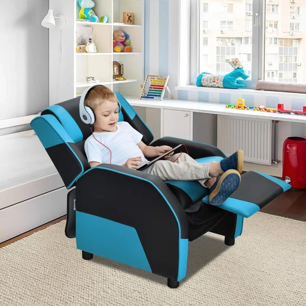 Kids/Youth Gaming Recliner Chair, Racing Style Game Sofa with Headrest and Lumbar Support