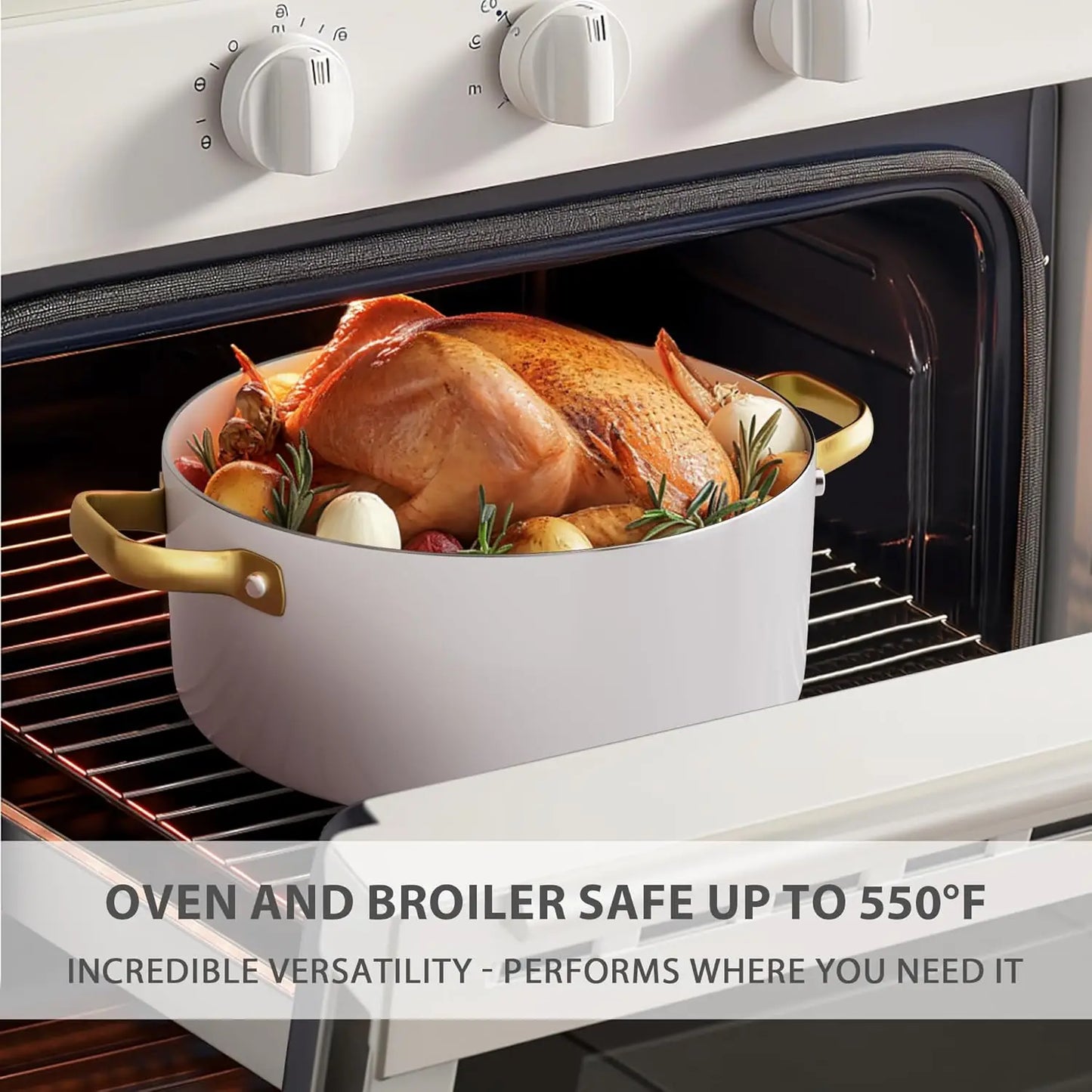 Dutch-white Ceramic Cookware Set with Cooking Utensils Set