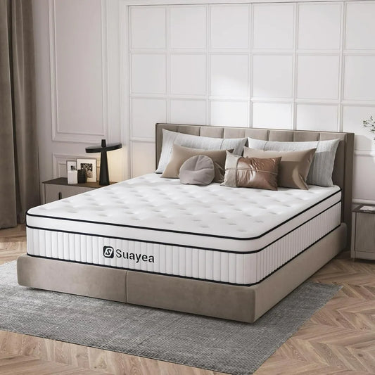 12 Inch Mattress in A Box, Medium Firm Mattress with Pocket Spring and Soft Foam, Ultimate Motion Isolation