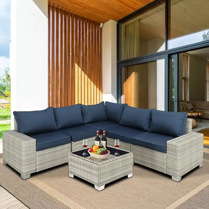 Wicker Rattan Sectional Sofa Patio Sets