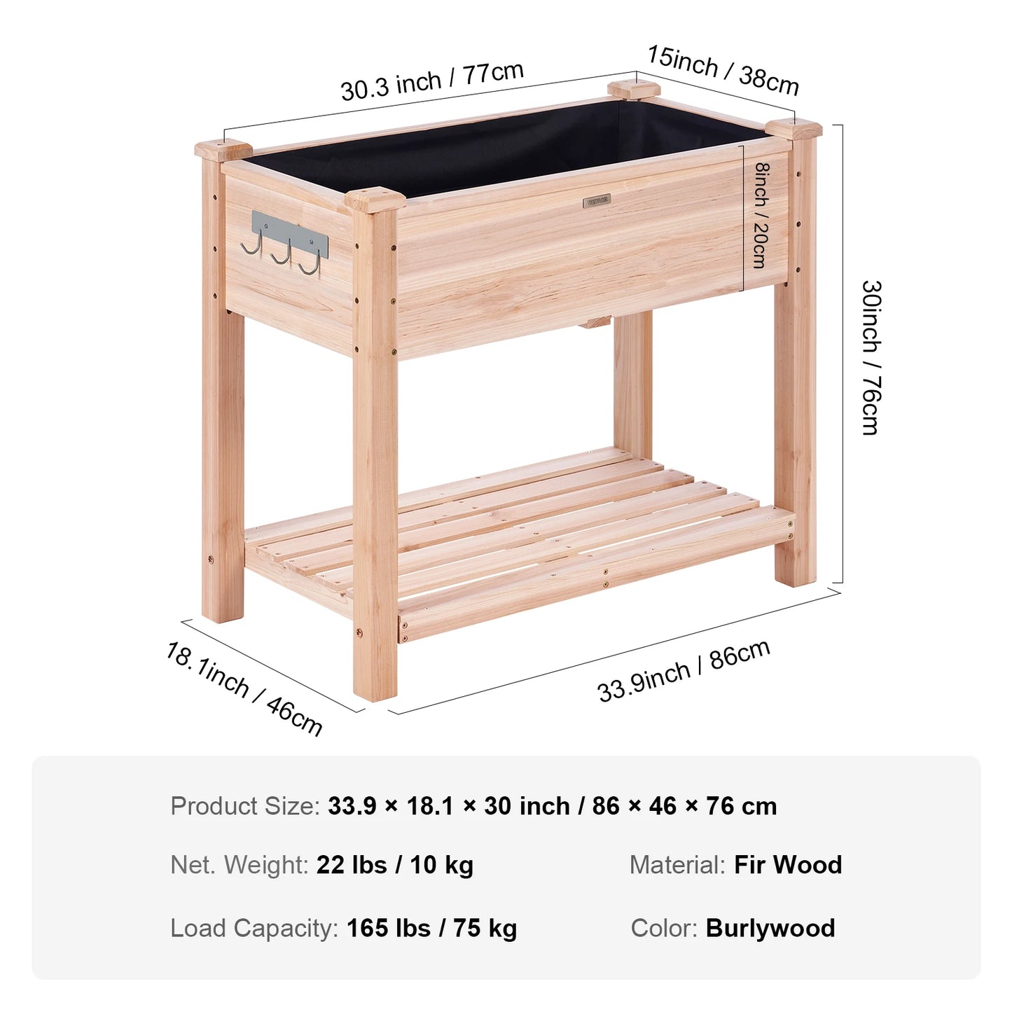 Wooden Raised Garden Bed Planter Box Elevated/Floor w/ Whole Kit and Drainage System