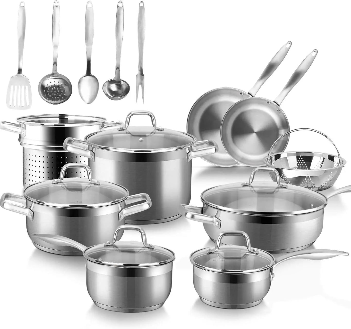 19PC Professional Stainless Steel Induction Cookware Set
