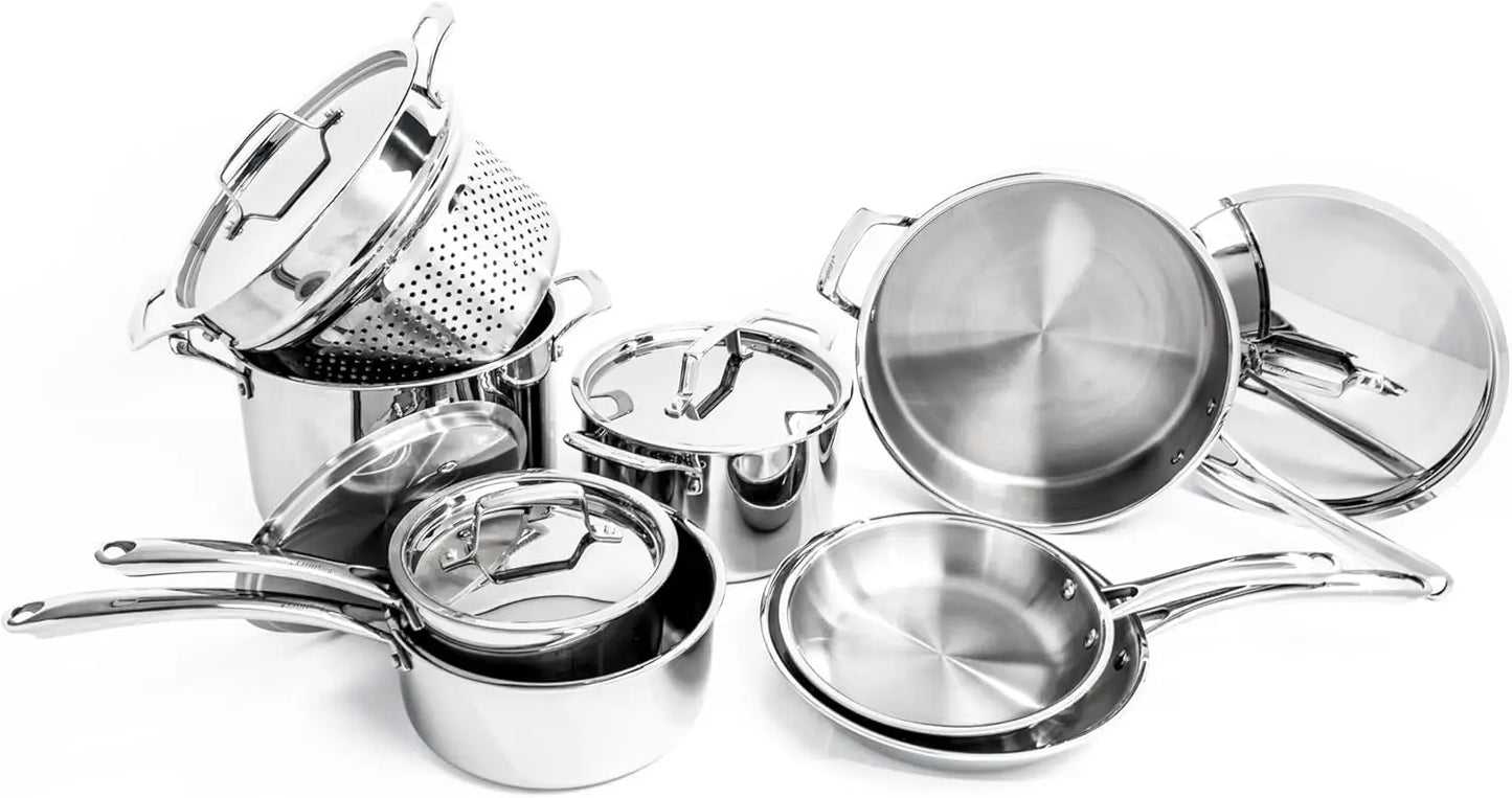 Professional Tri-Ply 18/10 Stainless Steel 13Pc Cookware Set