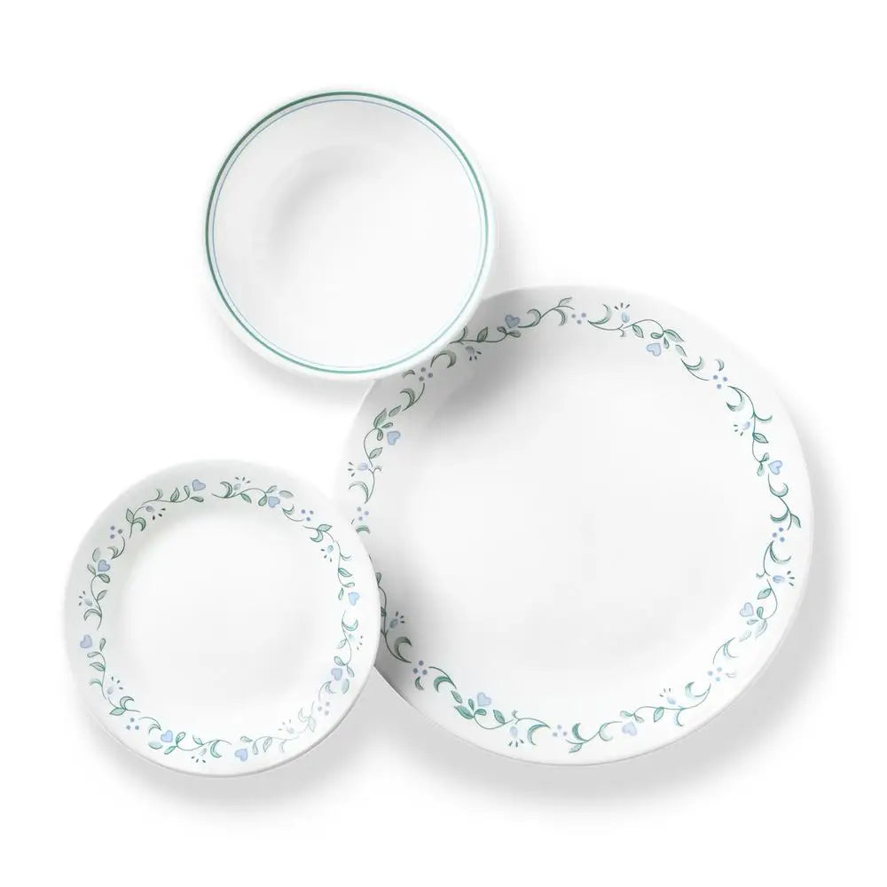 12-Piece Blue Blossom Hearts Glass Dinnerware Set