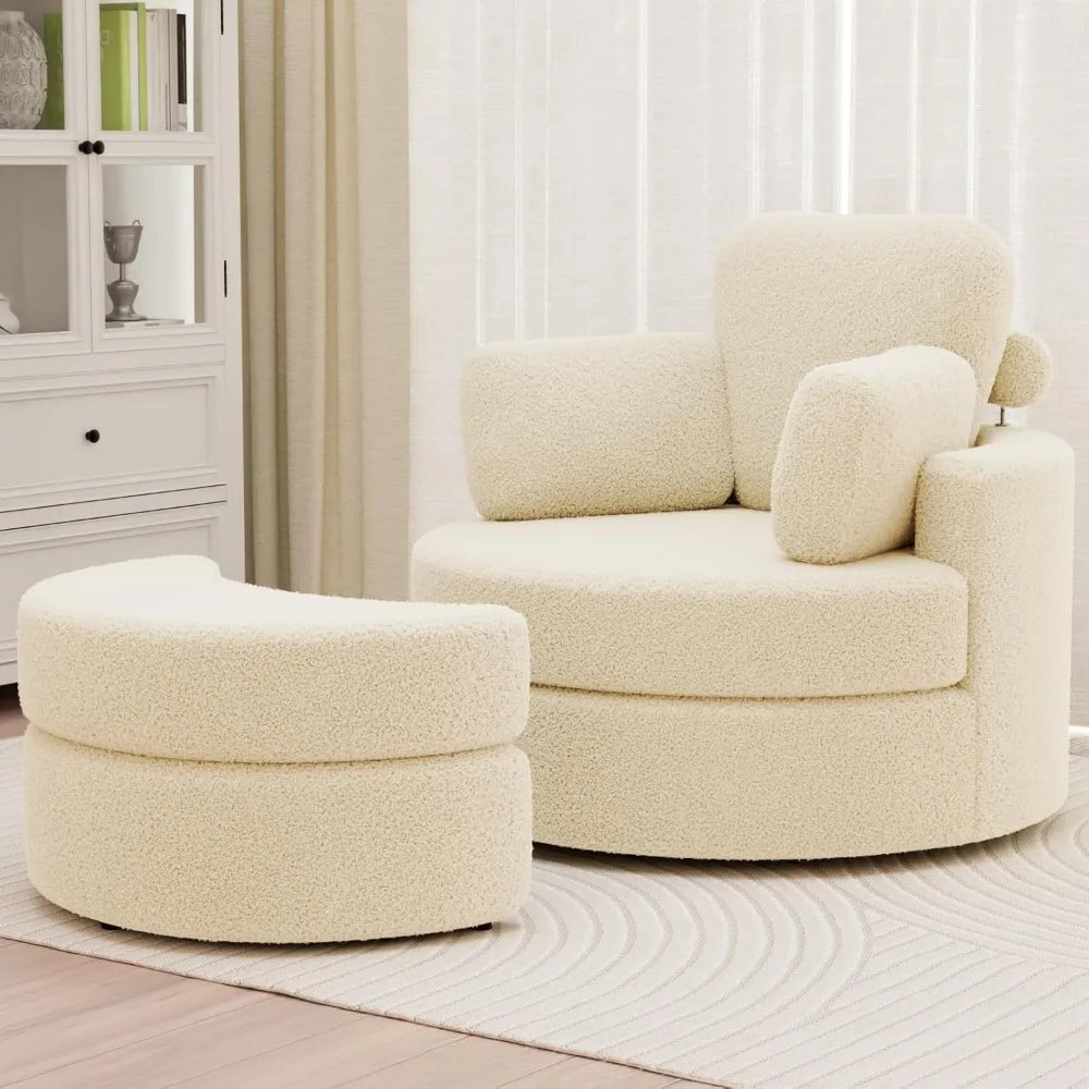 Swivel Round Lounge Chair with Ottoman