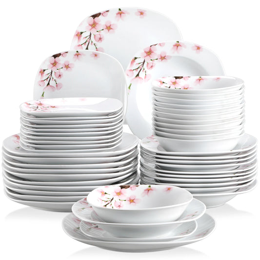 VEWEET ANNIE 48-Piece Porcelain Ceramic Tableware Set