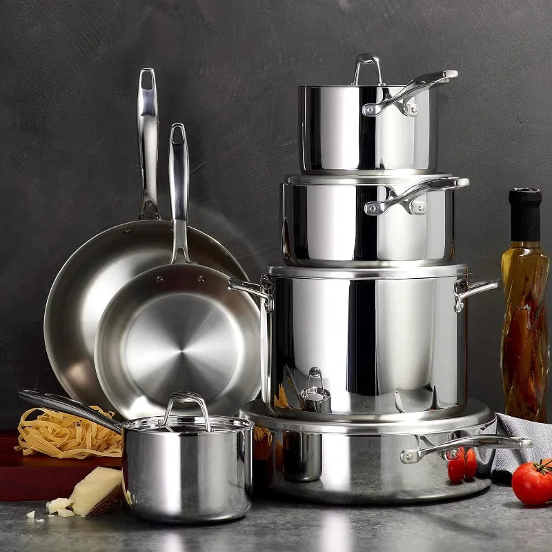 Tramontina 12-Piece Tri-Ply Clad Stainless Steel Cookware Set