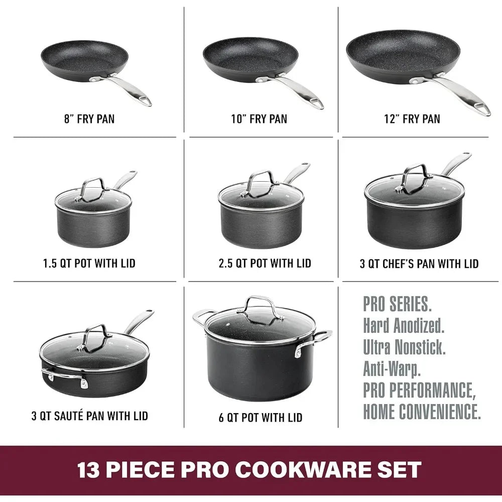 13/26 Piece Hard Anodized Nonstick Cookware Set