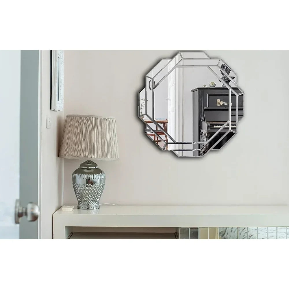 Frameless Beveled Silver Polished Decor Mirror