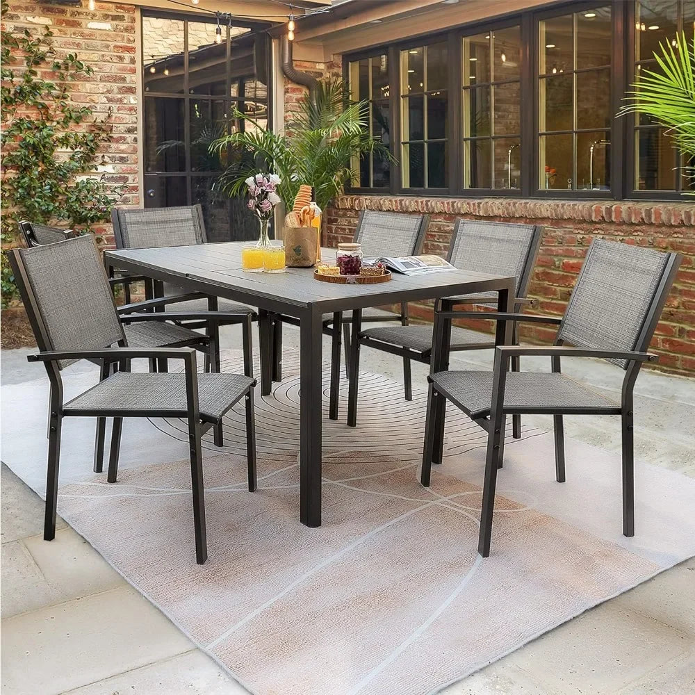 7 Piece Terrace Dining Outdoor Furniture Set with Weatherproof Table