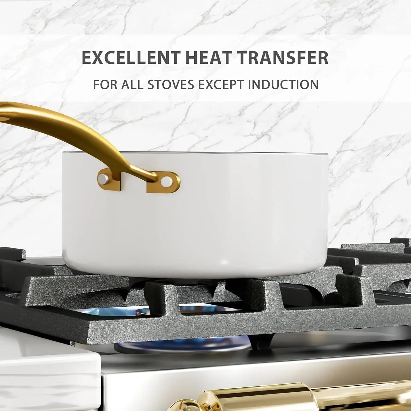 Dutch-white Ceramic Cookware Set with Cooking Utensils Set