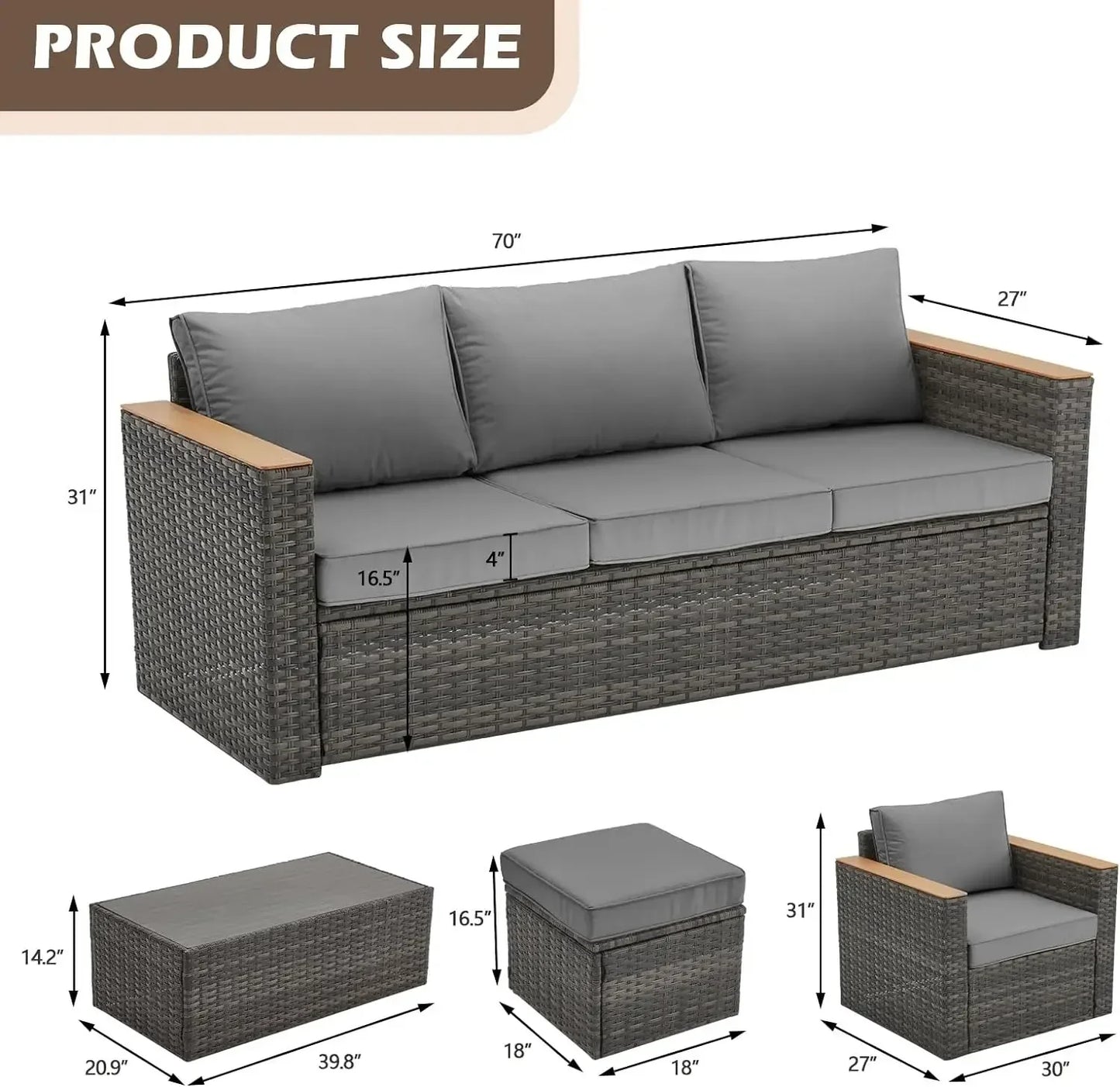 Exclusive Quick Install Patio Furniture Set w/Ottoman