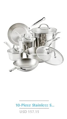 11-Piece Stainless Steel Tri-Ply Diamond Infused Nonstick Cookware Set