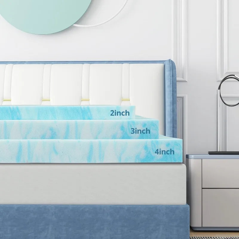 3 Inch Gel Memory Foam Mattress Topper in a Box - Size Optional