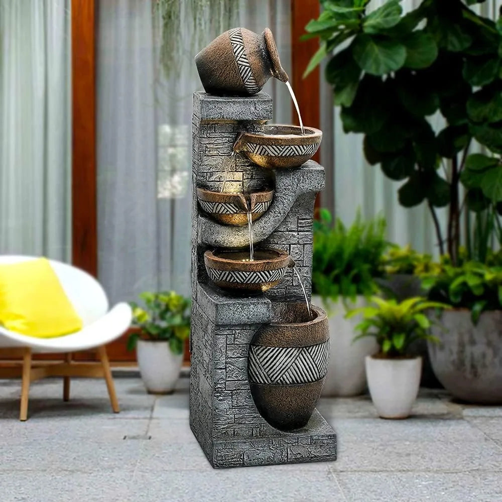 42.5-inch modern floor standing 5-story indoor/outdoor garden fountain