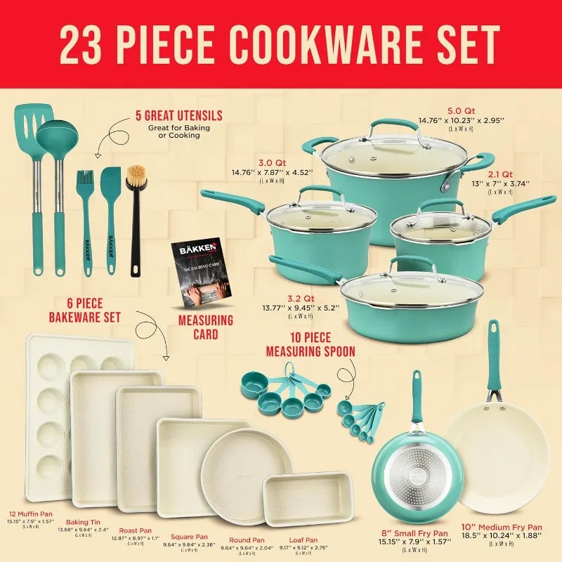 23 Piece– Multi-Sized Cookware Set with Lids