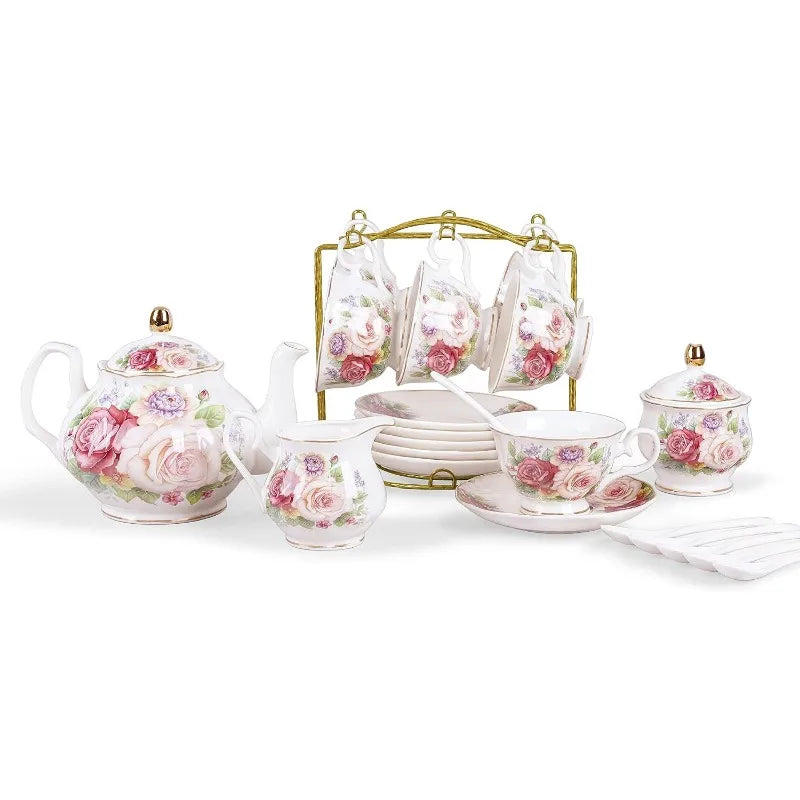 Floral Porcelain Tea Set, Service for 6