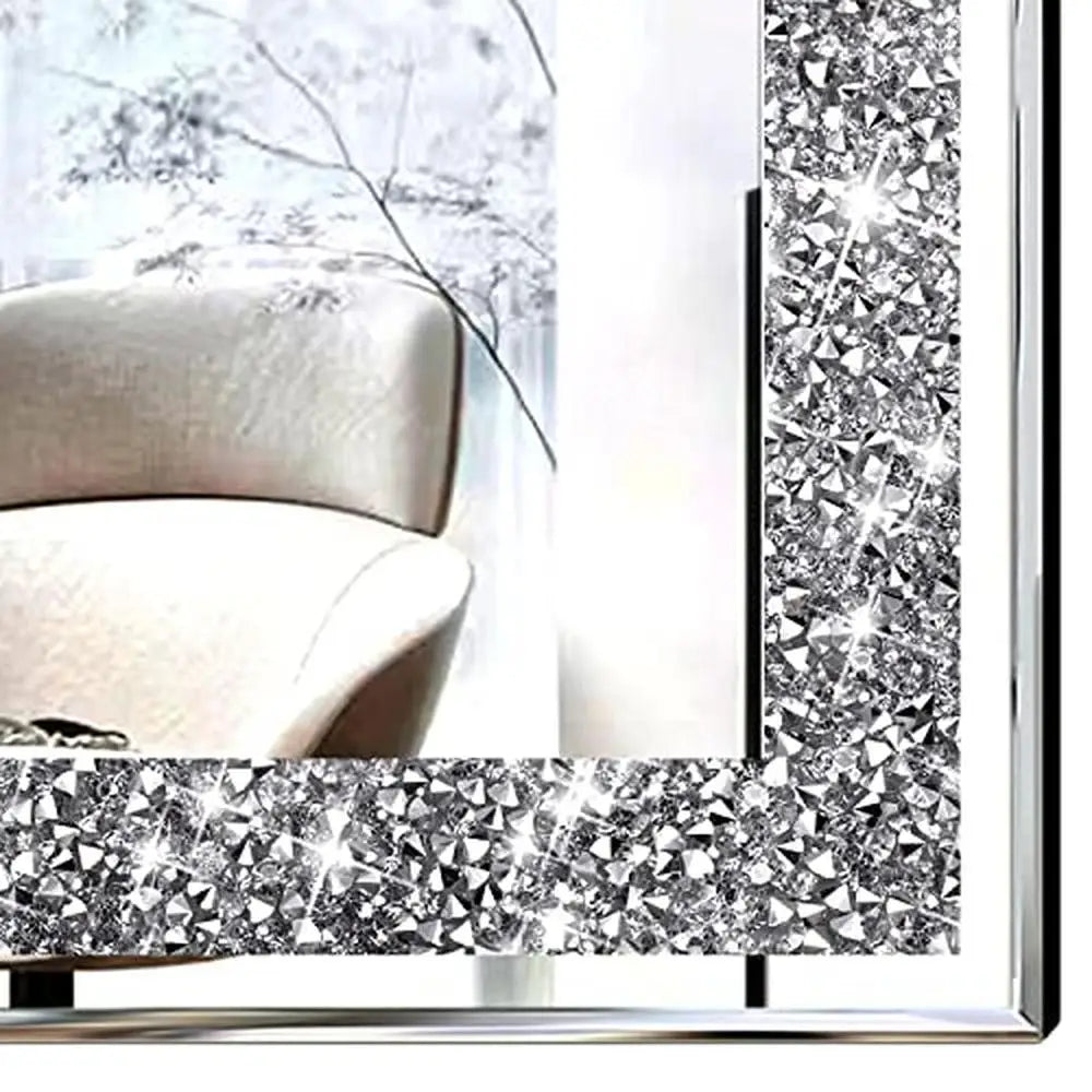 2 piece Crystal Crush Diamond Wall Mirrors Set - 11”x15”